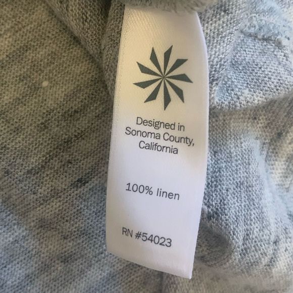 Athleta Zephyr Heathered Grey 100% Linen 3/4 Sleeve Top SZ XS - Picture 9 of 11